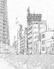 十間橋からスケッチ風スカイツリー